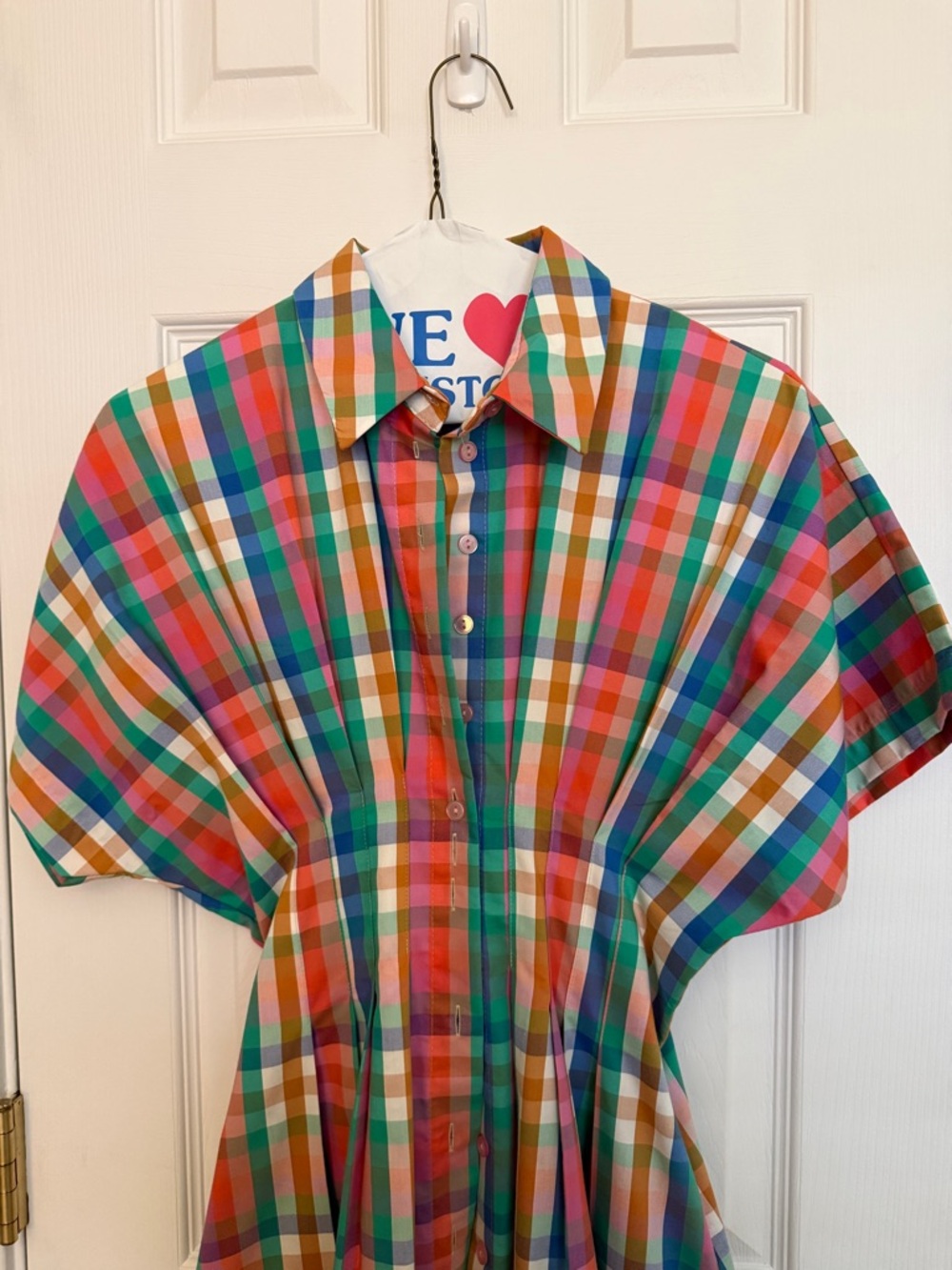 Anthropologie THE TOBIE BUTTON-FRONT PLEATED SHIRT DRESS BY EXQUISE Plaid XXSP - Picture 4 of 9